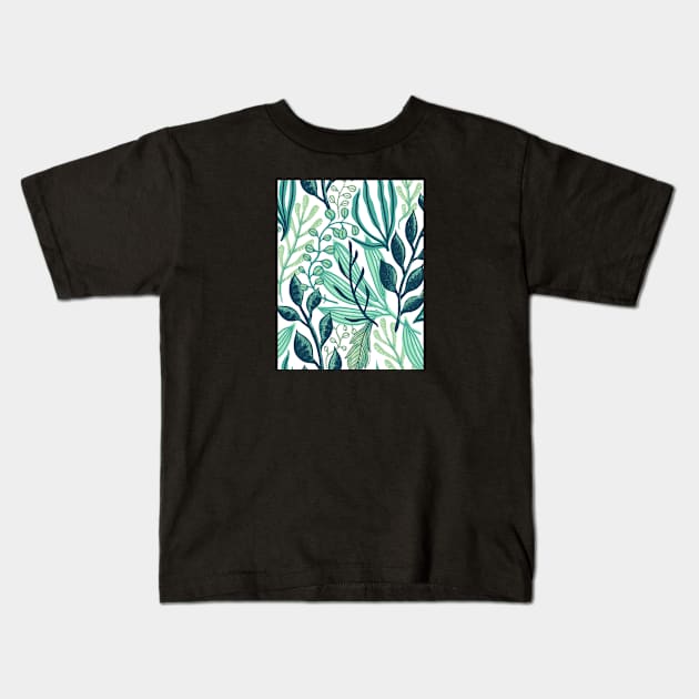 green leaf pattern Kids T-Shirt by artby-shikha